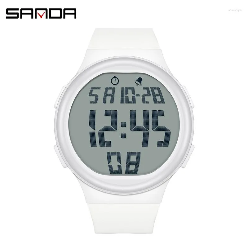 손목 시계 Sanda Military Sport Watch 남성을위한 고급 패션 날짜 알람 시계 LED 전자 남성 방수 디지털 손목 시계