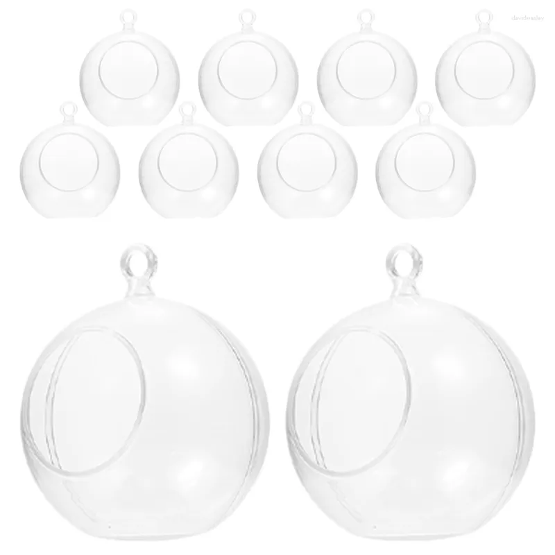 Titulares de vela 10 pcs decoração de Natal bola clara ornamentos artesanato plástico fillable vidro pendurado plantador oco