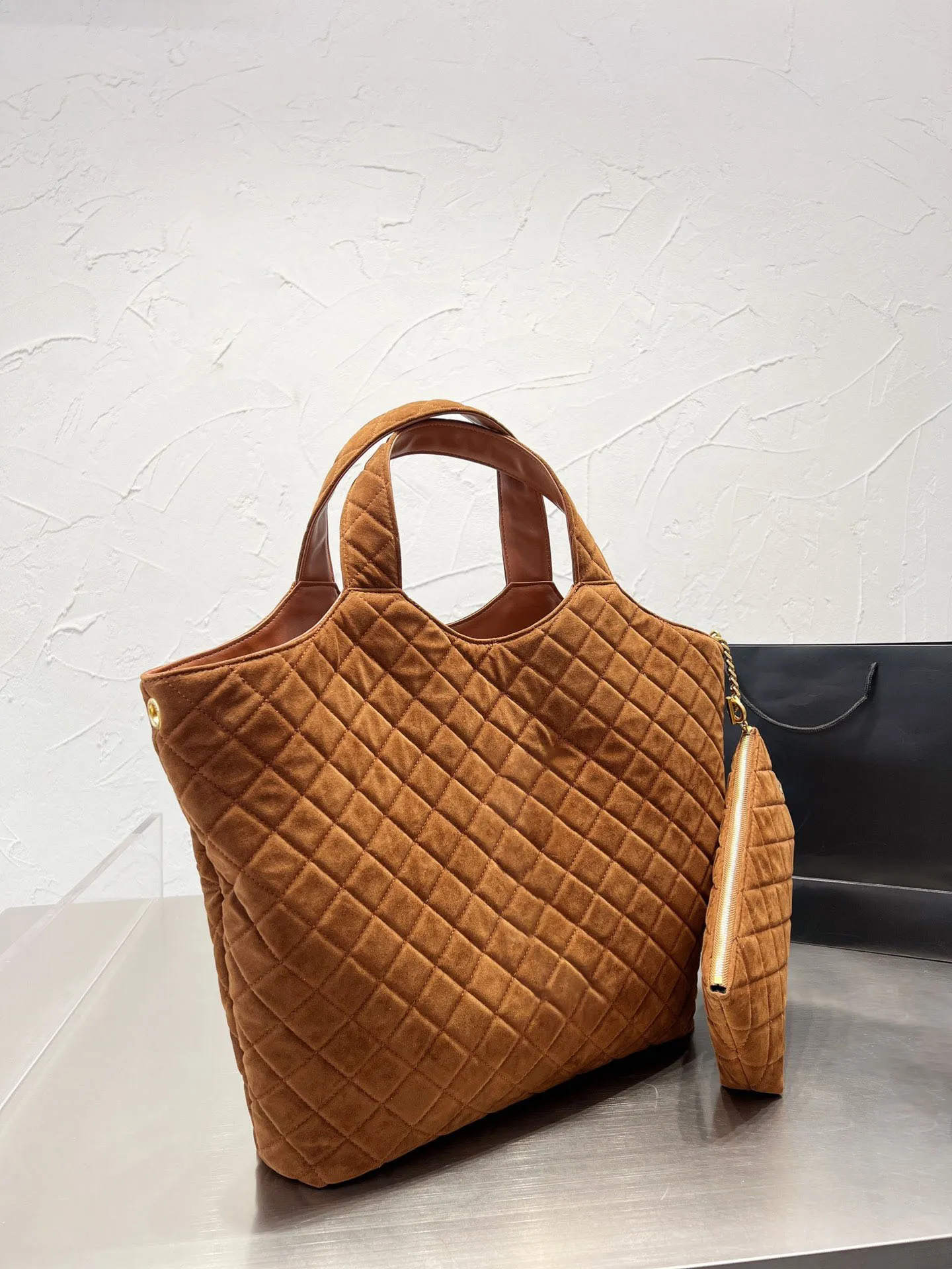 High Quality Soft Leather Designer Tote Bag Black Shoulder Handbag
