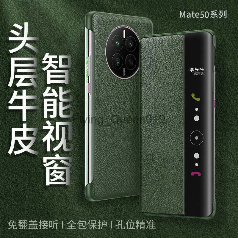 Handyhüllen Huawei Mate50 Handyhülle ist geeignet für Mate60Pro Echtleder Flip Case Business Fallschutzhülle HKD230913