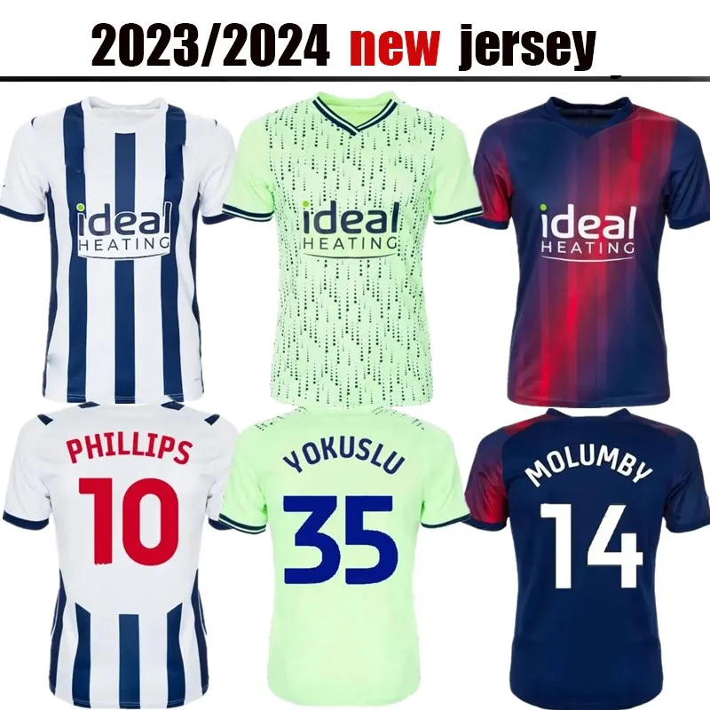 West 23 24 Brom Soccer Jerseys Molumby Diangana Dike Brunt Asante Albion Football Shirt 2023 2024 Home Away Grant Wallace Phillips Men Minforms