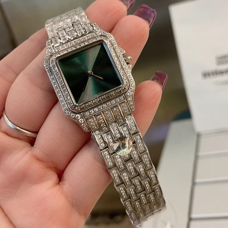 Relógios femininos movimento de quartzo relógios 27*37mm à prova dwaterproof água moda verde dial relógios de pulso montre de luxo