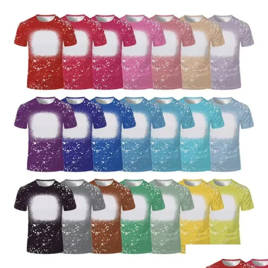 Party Favor Sublimation Blank T-Shirt Front Bleached Polyester Short-Sleeve Tye Dye Tee Tops For Diy Thermal Transfer Printing Adts Ki Dhork