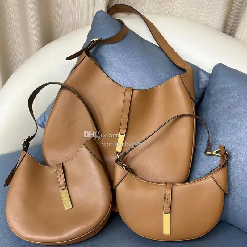 Designer Half Moon POLO ID Calfskin Shoulder Bags 3Size Pony Suede Leather Large Women Black Brown Suede Tote Handbags Clutch Handbag