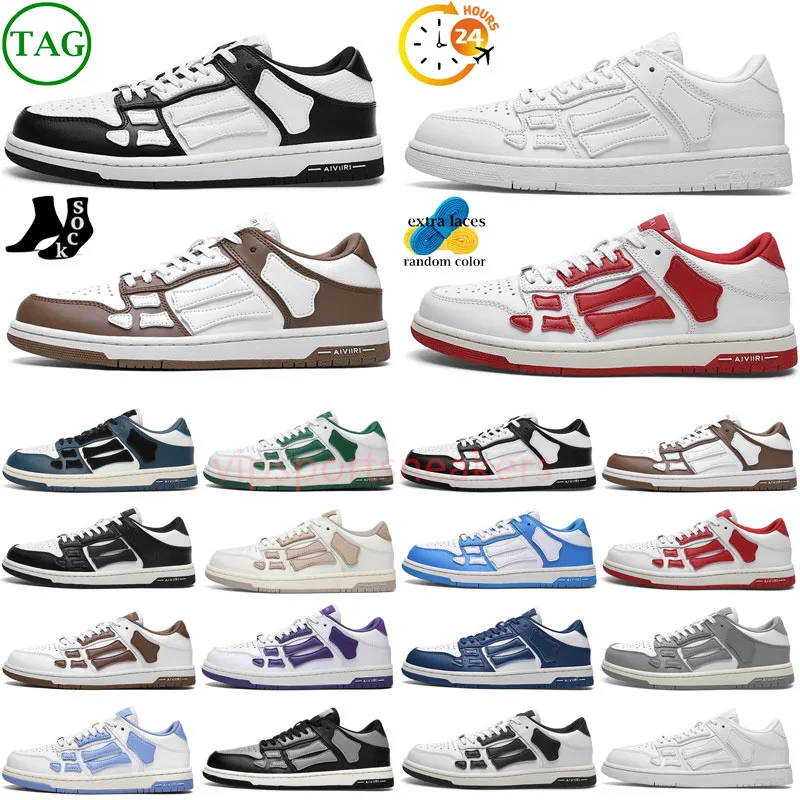 Ny produkt 2024 Designer Men Athletic Shoes Skelet Bones Trainers Women Black White Skeletons Casual Sports Shoes Skel Top Low äkta läder spetsar upp löpare High BA