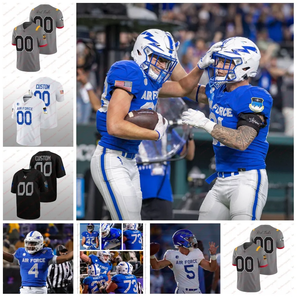 Personalizado 2023 Nova Força Aérea Falcons Futebol Jersey 35 Johnathan Youngblood 40 Alec Mock 43 Matthew Dapore Cole Palmer Kendin Alexander Jerseys