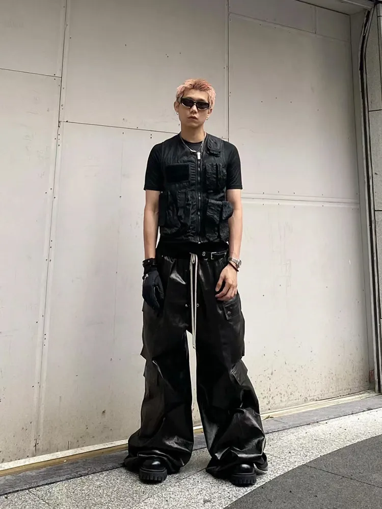 Men's Jeans Solid Color Trousers Casual Straight Wide Leg