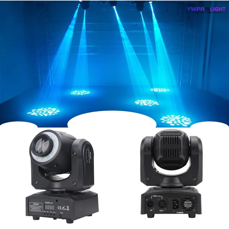 Mini 30W LED -plats GOBO Moving Head Light med LED -ring DMX512 Sound Auto för Wedding Party KTV Disco DJ Club Music Active Event