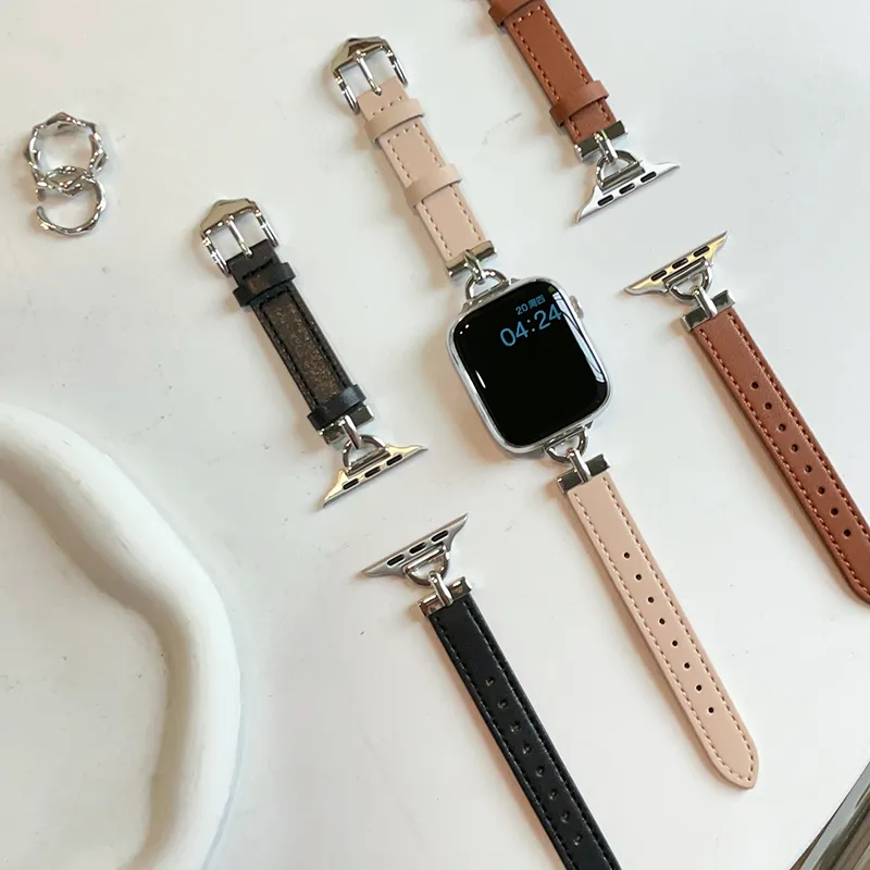 Moda PU skórzana design kobiet Smart Watch Paski do Apple Watch Band Ultra 38 mm 40 mm 41mm 44 mm 45 mm iWatch Band Series 8 9 4 5 6 7 Bransoletka