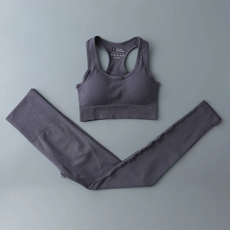 Yoga set outfit sömlös gym sportträning byxor sport bra atletisk slitage för kvinnor fitness kostym behåar hög midja leggings sportkläder