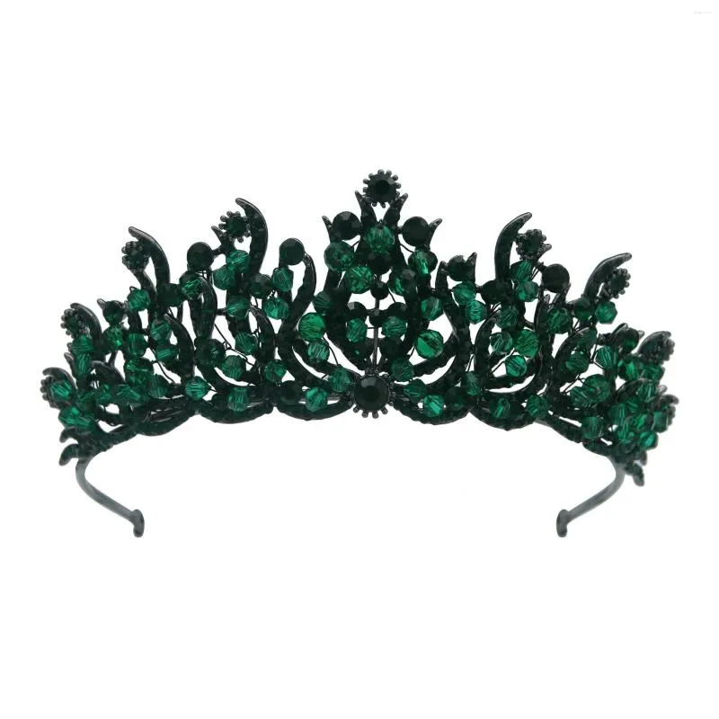 Fermagli per capelli Barocco Vintage Cristallo rosso Diademi da sposa Corone per le donne Strass verde Spettacolo Diadema Velo Tiara Accessori da sposa