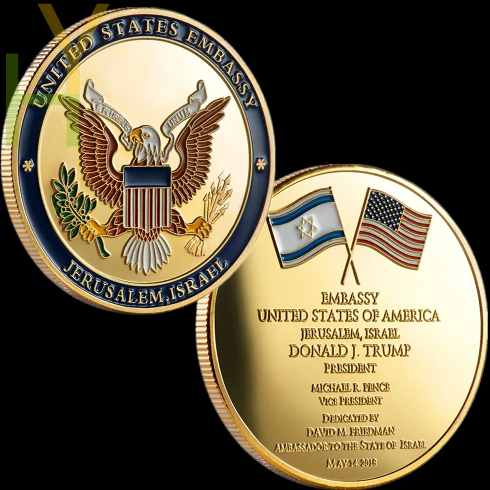 Amerikaanse Israël Jeruzalem Verenigde Staten ambassade Trump Challenge Commemorative Coin