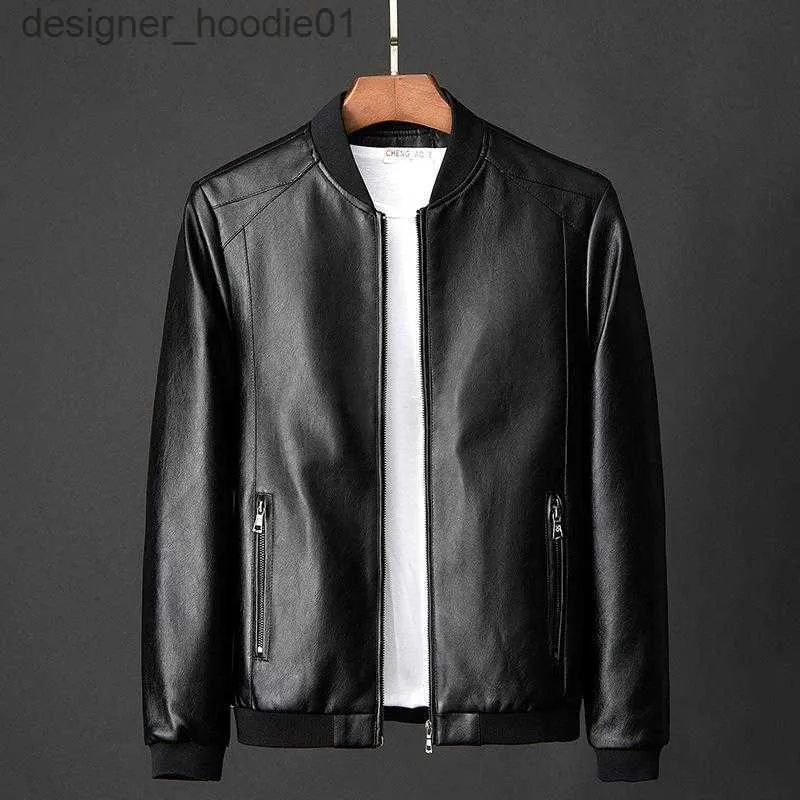 Fourrure pour hommes Fausse fourrure Vestes pour hommes Veste en cuir Bomber Moto Hommes Biker PU Baseball Grande taille 7XL 2022 Mode Causal Jaqueta Masculino J410 L230913