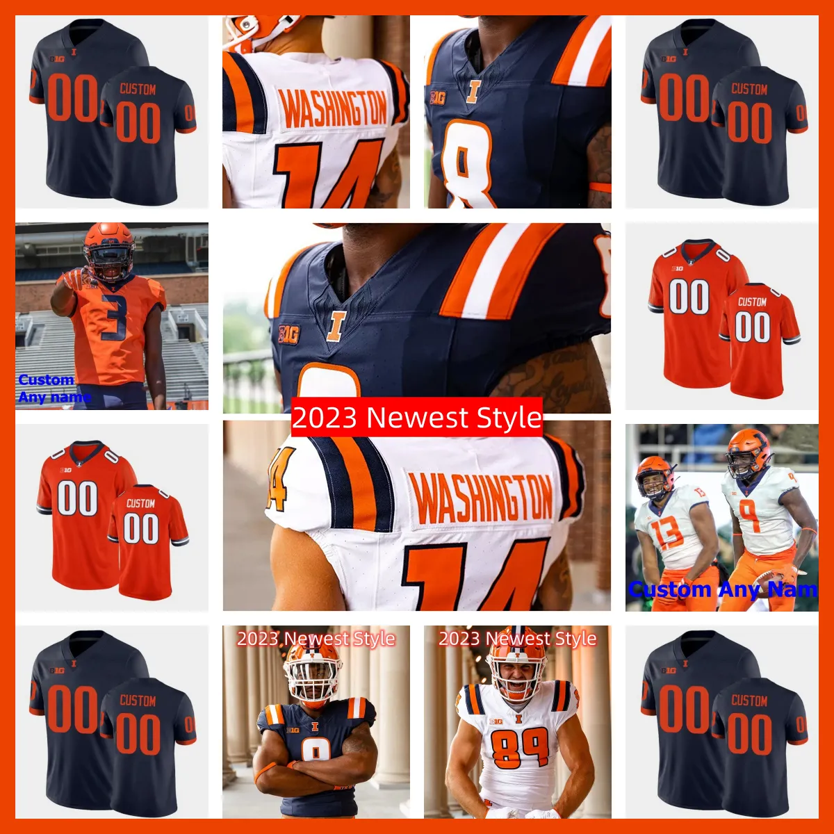 2024 Illinois Fighting Illini Football Jersey - Stitched, Customizable ...