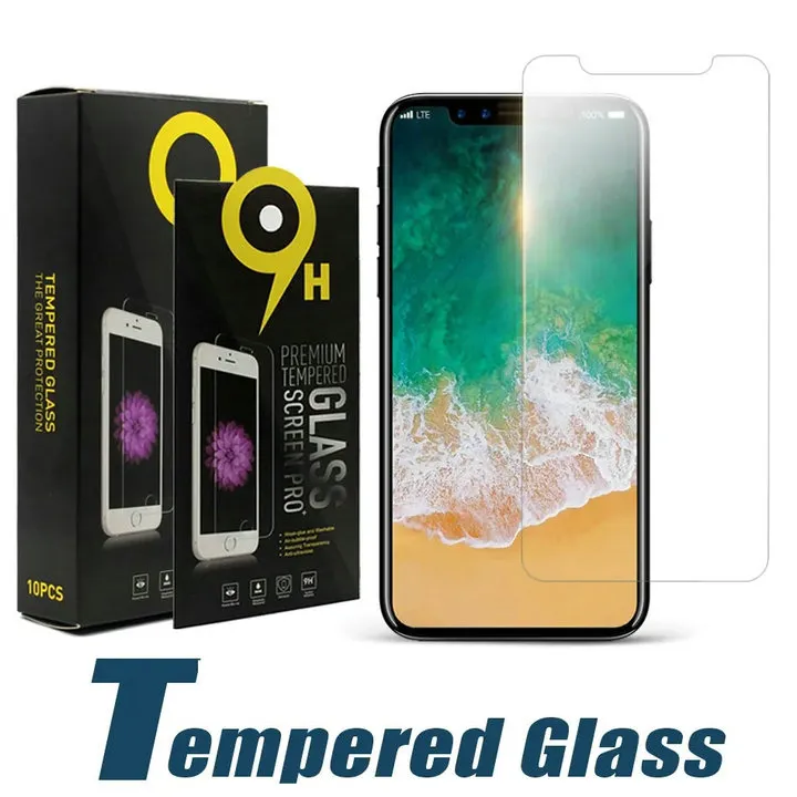 9H Displayschutzfolie für iPhone 15 14 13 12 11 Pro Max XS XR gehärtetes Glas für iPhone 7 8 Plus LG Stylo 6 gehärtete Folie 0,33 mm mit Papierbox