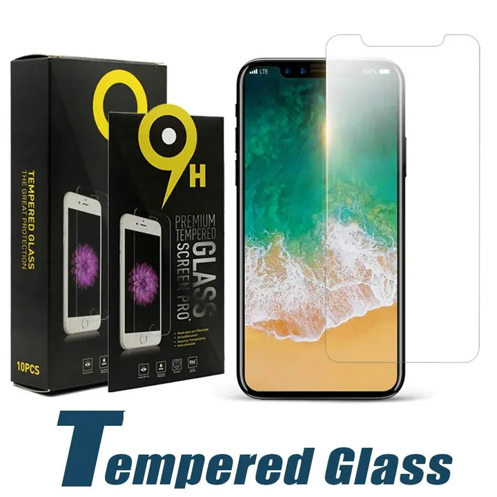 İPhone 15 14 13 12 11 için 9H Ekran Koruyucusu İPhone 7 8 için PRO Max XS XR Temperli Cam Plus LG Stylo 6 sertleştirilmiş film 0.33mm Kağıt Kutusu