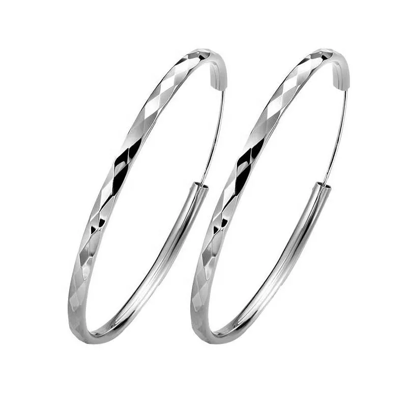 Hoop Huggie Hie 925 Sterling Sier Earring For Women Simple Round Circle Earrings 30Mm-60Mm Size Korean Drop Delivery Jewelry Dhlxb