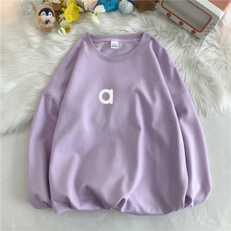 AL Veste de yoga pour femme tenue printemps/automne/hiver chaud surdimensionné sweat-shirt pull ample à manches longues haut court Fiess entraînement col rond vêtements de sport chemisier