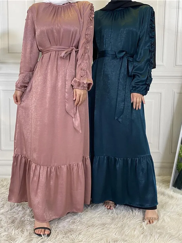 Roupas étnicas Ramadan Dubai Muçulmano Mulheres Vestido Elegante Plissado Abaya Turquia Árabe Long Kaftan Vestidos Robe Longue Musulmane Vestidos