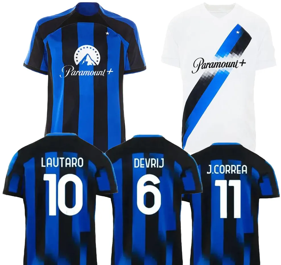 23-24 LAUTARO 10 LUKAKU 90 Maglia da calcio Home Away Qualità tailandese personalizzata ASLLANI 14 BARELLA 23 GOSENS 8 DE VRIJ 6 ERIKSEN 24 dhgate Sconto Abbigliamento da calcio