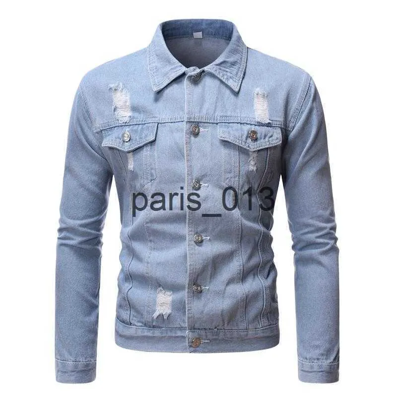 Herrjackor herrjackor kort denim jacka smal casual stil retro kappa mens hip hop blazer streetwear för män x0913 x0913