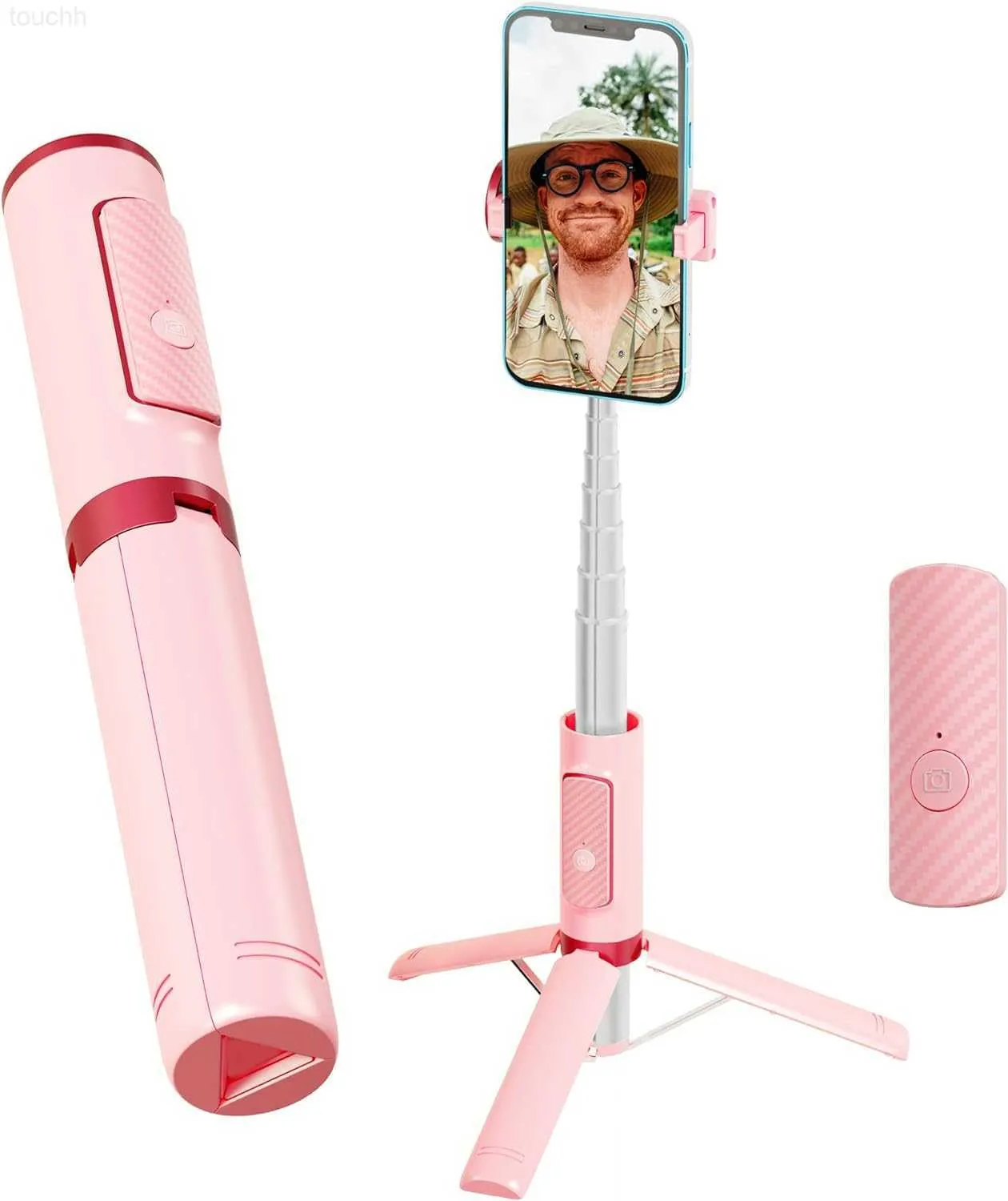 Monopiedi per selfie COLORLIZARD Treppiede per selfie Stick Treppiede pieghevole per cellulare con treppiede da viaggio remoto per registrazione video Android serie iPhone - Rosa L230913