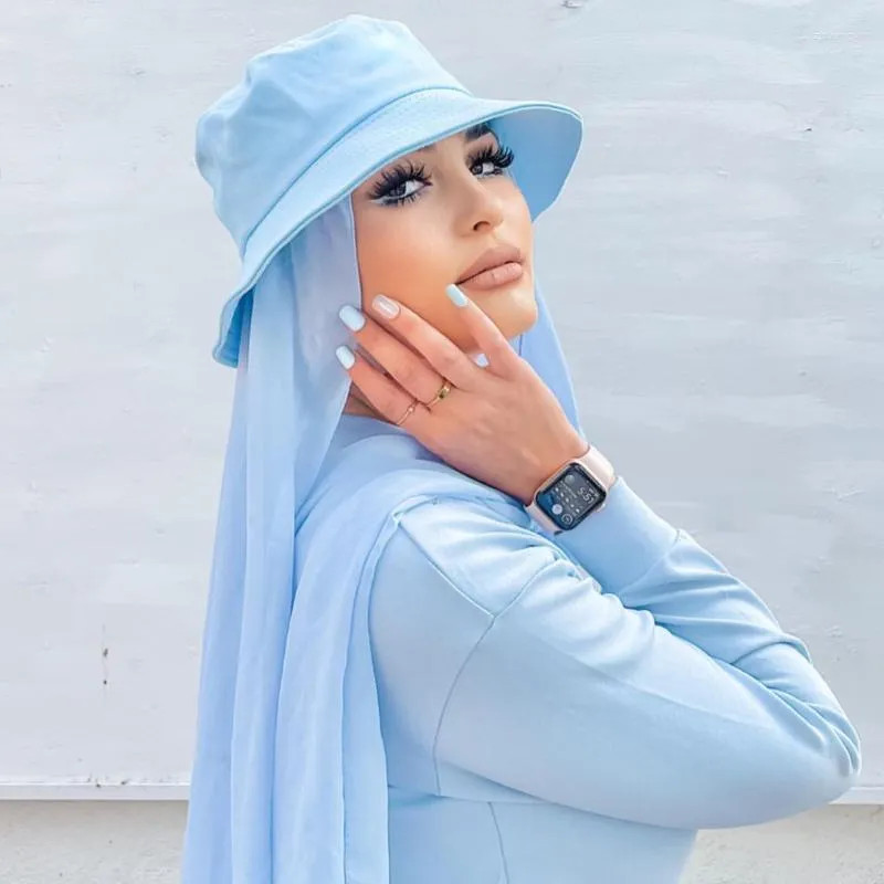 Ethnic Clothing Chiffon Hijab With Baseball Cap Summer Sports Hijabs Ready To Wear Islam Headscarf Instant Bonnet