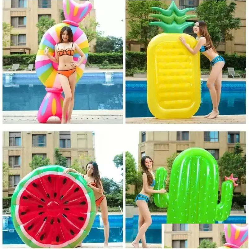 Party Favor Inflatable Swimming Ring NT Rainbow Pizza Banana Pool Lounge ADT float Mattres Life Buoy Raft Water Toys Drop Delivery Hom Dhzqa