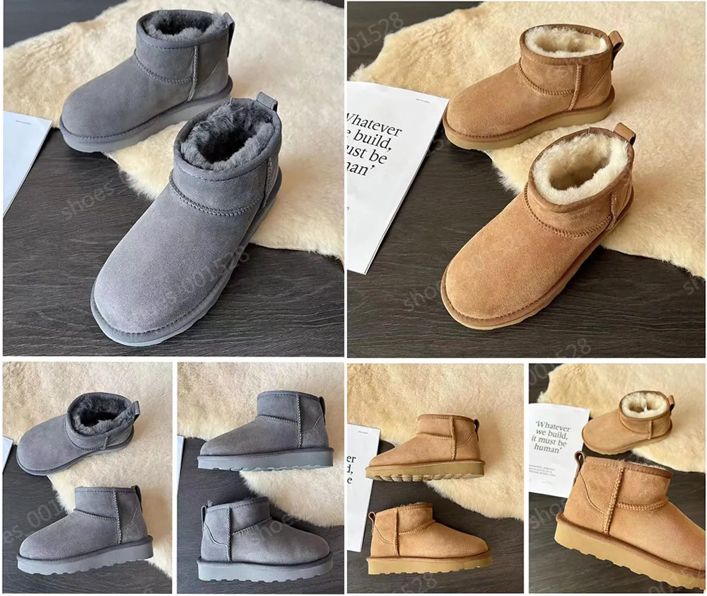 Toddler Winter Slippers Chestnut Furry Slides Sheepskin Wool Boot Slip on Kids Shoes