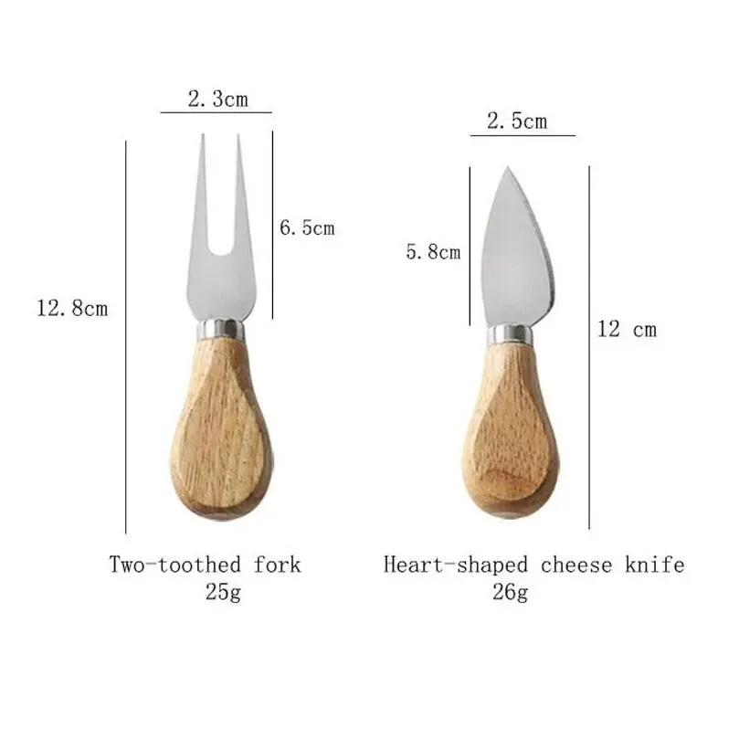 4pcs/set cheese knife set stainless steel cheese knife wood handle butter cutter cheese tool set lz0851