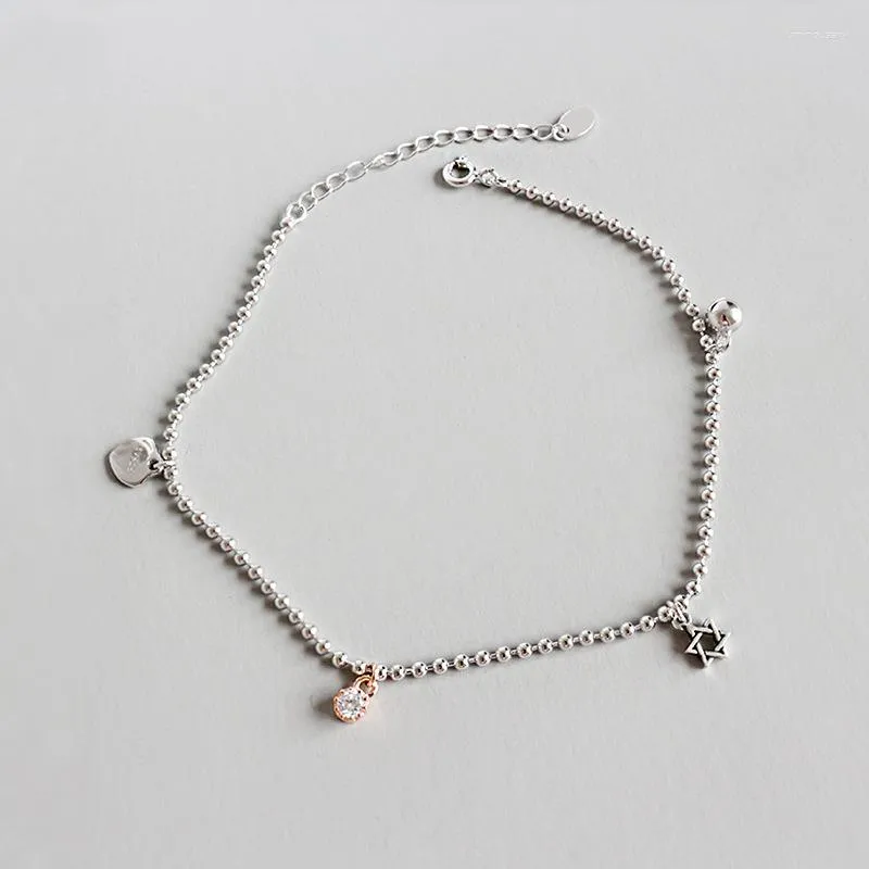 Anklets Korean Fashion 925 Sterling Silver Anklet Fine Jewelry Crystal Foot Chain for Women Girl S925足首脚ブレスレット