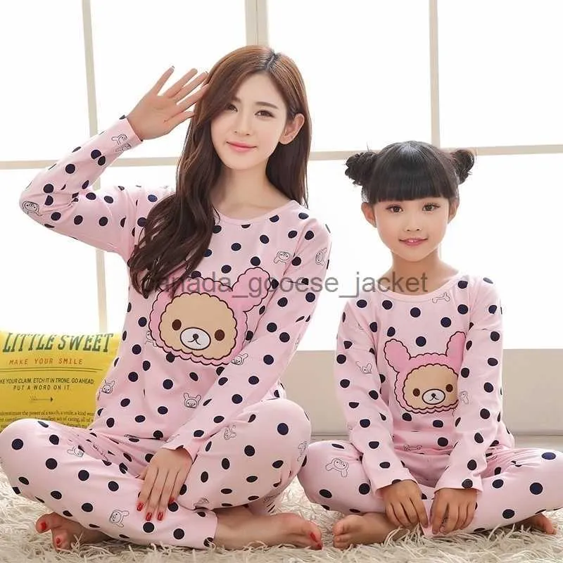 Kadın uyku salonu bebek pijamaları aile eşleşen pijama takım elbise sonbahar kış uzun kolu anne ve kızı kıyafetler polka dot ropa mama e hija 201104l230913