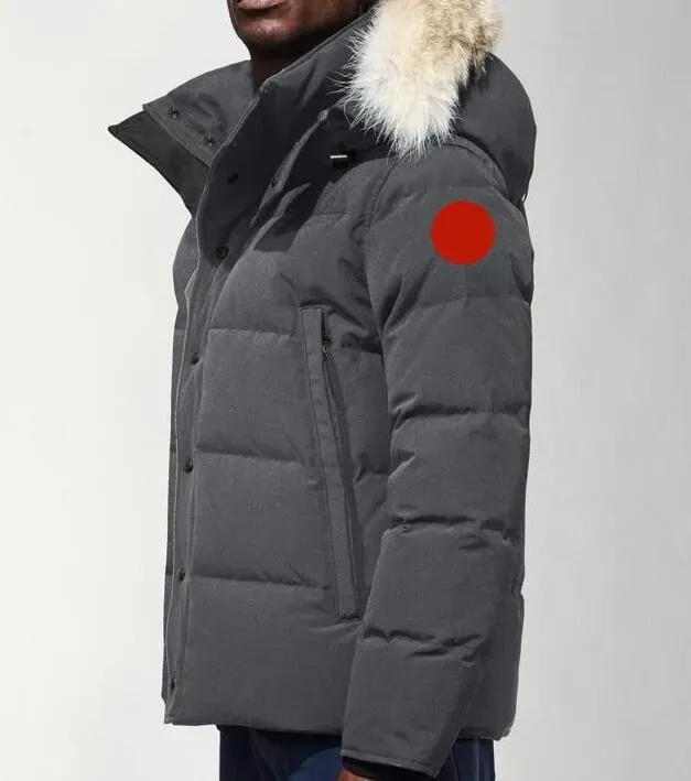 Parkas Canadá Puffer Jaquetas Homens Designer Real Coyote Fur Ao Ar Livre Wyndham Windbreaker Jassen Outerwear Com Capuz Fourrure Manteau Down Jacke