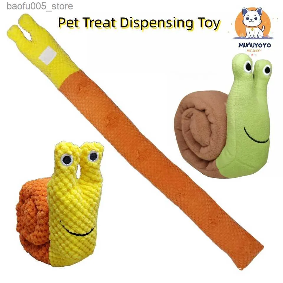 Plush Dolls Interactive Transformable Snail Pet Treat Dispensing Toy - Engaging Squeaky Plush Toy for Cats Dogs Q230913