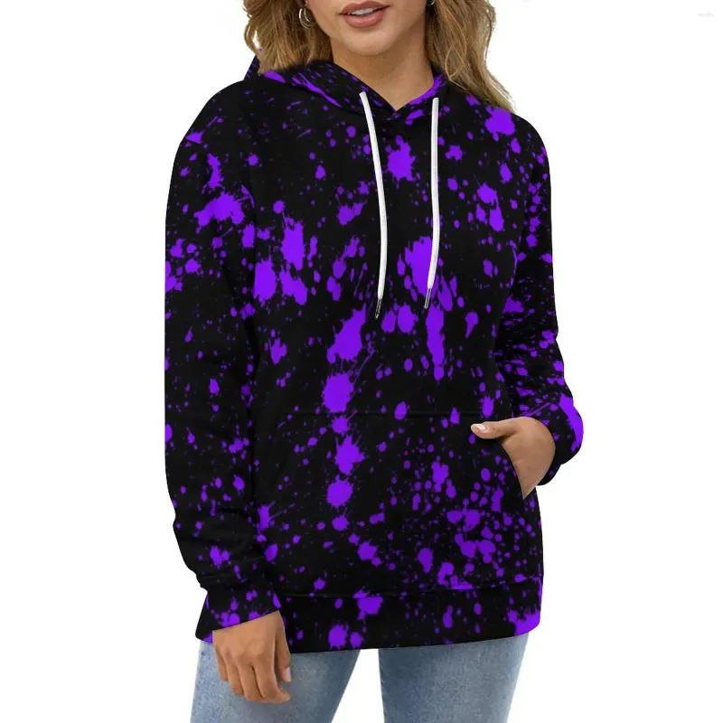 Sweats à capuche pour femmes Purple Splash Casual Abstract Art Print Kawaii Graphic Loose Sweat à capuche à manches longues Hip Hop Oversize Sweats à capuche