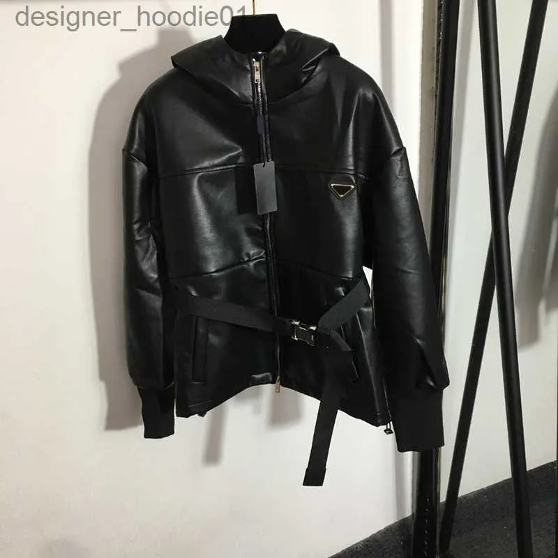 Männer Pelz Kunstpelz Luxus PU Leder Jacken Kreative Gürtel Designer Oberbekleidung Schwarz Winddicht Weiblichen Mantel Männer Frauen Marke Jacke windjacken L230913