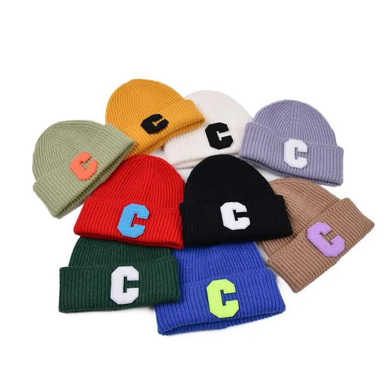 19 kleuren Winter Outdoor Koppels Hoed Snoep Kleur Caps Mode Lente Sport Mutsen Casual Letter C Merk Gebreide Hip-Hop hoeden Drop Delivery