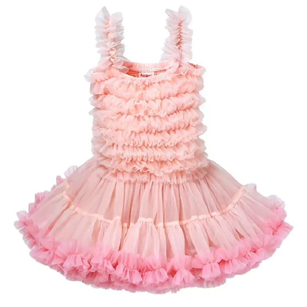 Kinderkleding Kanten Sling Prinsessenjurk Meisje Zomer Tutu Jurk Verjaardagsfeestje Laag Knielengte Bloemenkleding