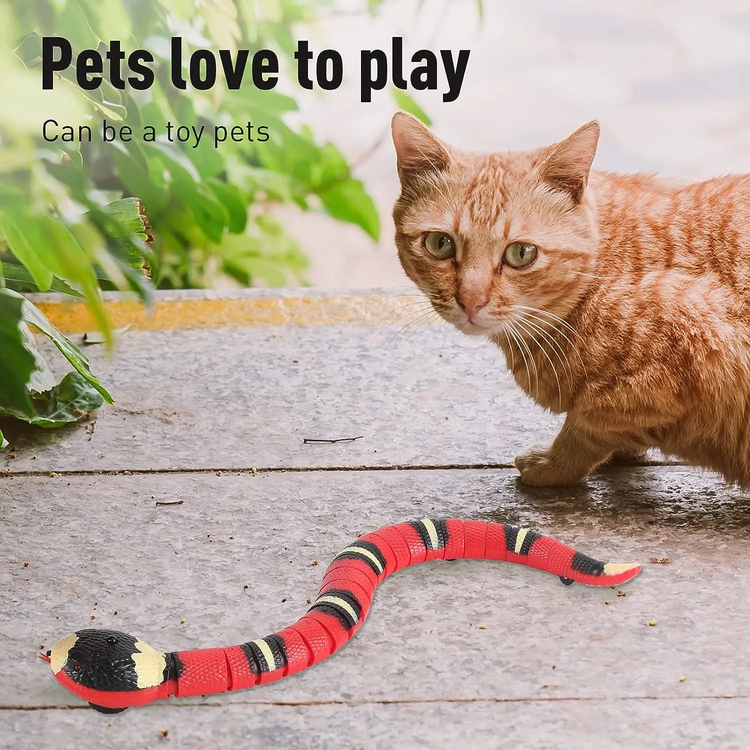 Remote control Snake Interactive Toy Realistic Simulation Smart Sensing Toys Automatically Sense Obstacles and Escape Moving Electric Tricky for Indoor Cats Dogs