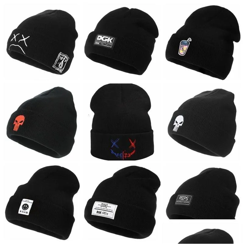 Bonnet / Skull Caps Beanie Skl Winter Daily Hat Cuffed Uni Bonnet tricoté Noir Femmes S Bonnets chauds Bonnets de ski pour et hommes 2023 Drop Deli Dhfk6