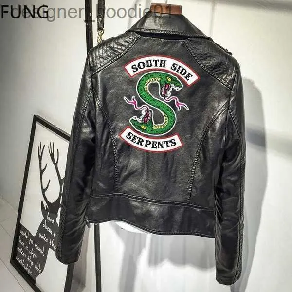 Fourrure pour hommes fausse fourrure FUNG femmes veste Riverdale vestes en simili cuir côté sud Serpents décontracté col rabattu veste à glissière offre spéciale! L230913