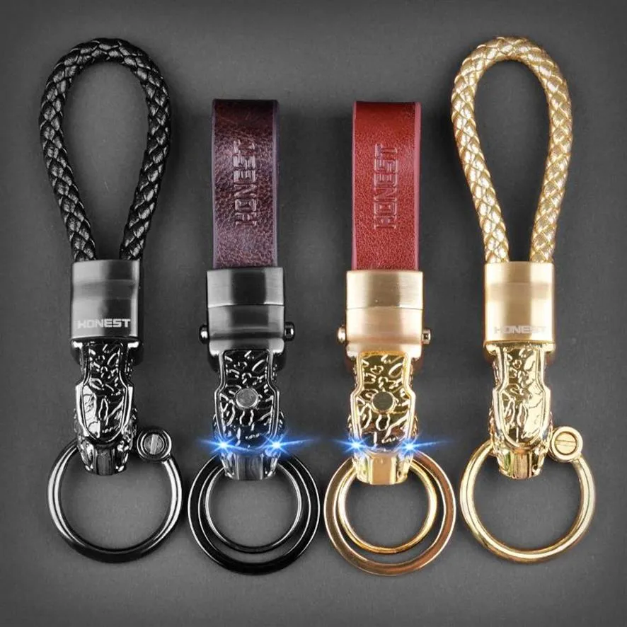 Porte-clés Honnête Luxe Porte-clés Hommes Femmes Voiture Porte-clés Pour Porte-Anneau Bijoux En Cuir Véritable Corde Sac Pendentif Fête des Pères Cadeau 267Z