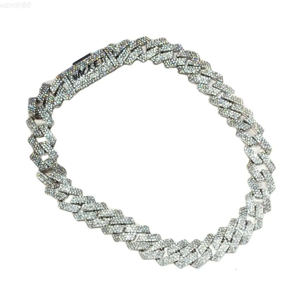 패션 보석 목걸이 힙합 슈 머크 925 스털링 실버 18mm 3 Reihen VVS Moissan ite 아이스 아웃 Moissan ite Cuban Link chai