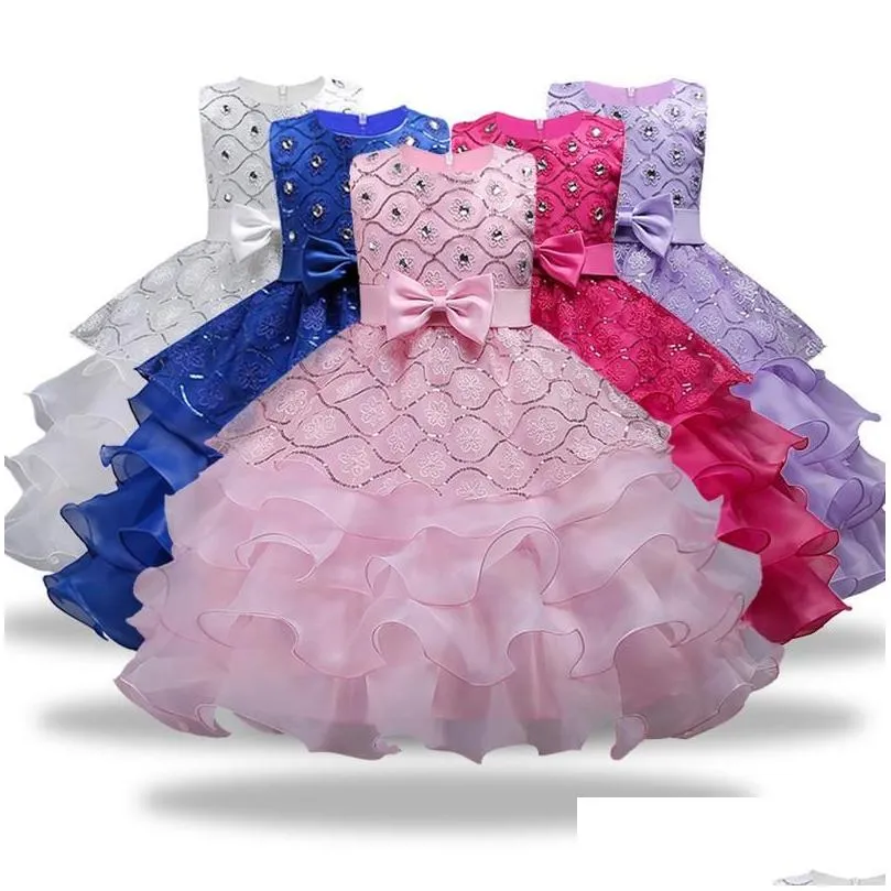 Girls Dresses Children Princess Girl Dress For Birthday Party Boutique Flower Tutu Kids Prom Clothes 3-15 Years Drop Delivery Baby Mat Dhlov