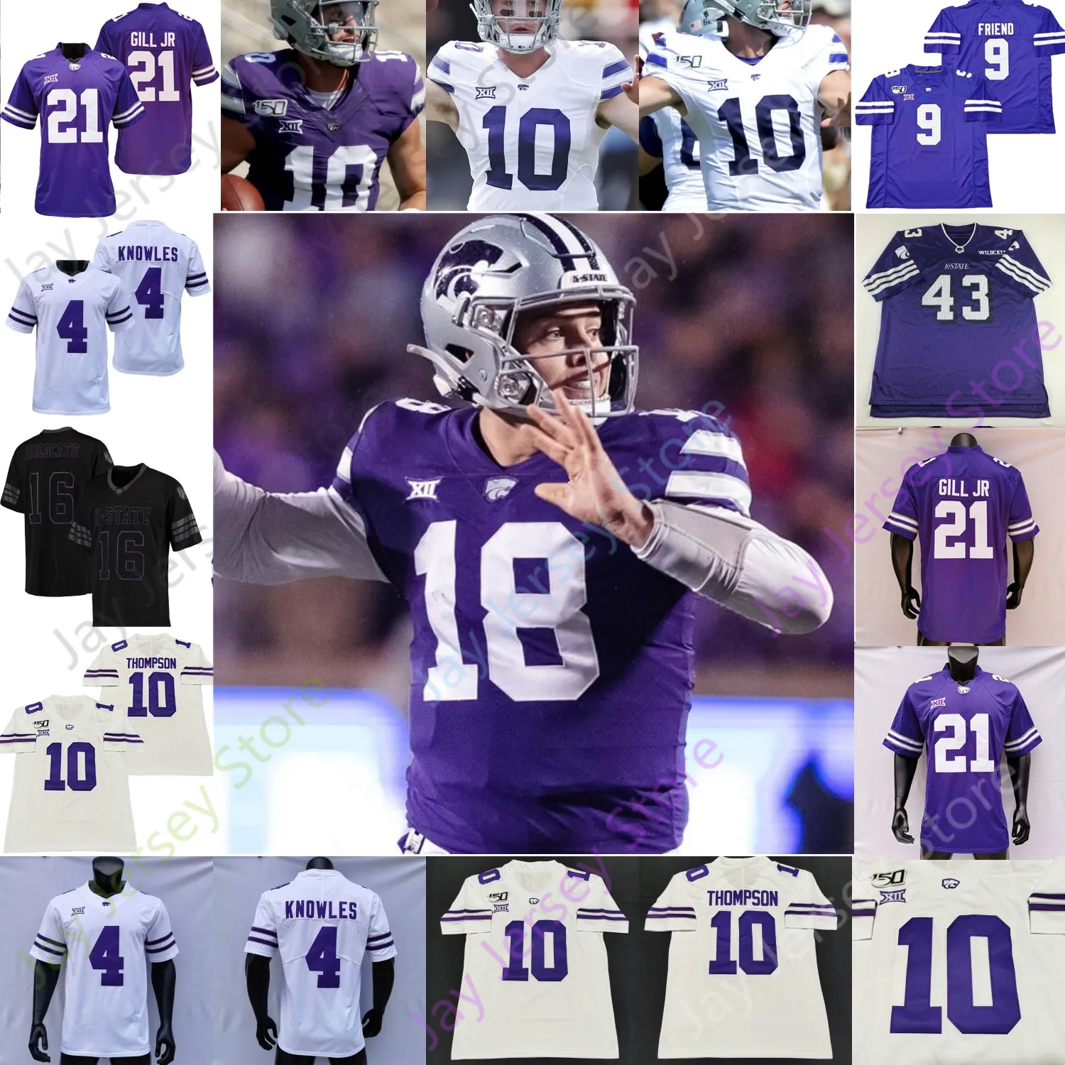 Kansas State Wildcats KSU Football Jersey NCAA College Will Howard DJ Giddens RJ Garcia II Phillip Brooks Ward Moore Jackson Johnson Parrish Matlack Sinnott Vaughn