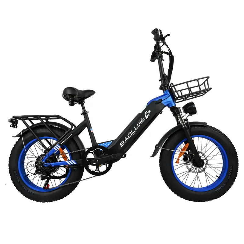 USA Stock Electric Bike Foldable Step-Thru Fat Tier Bike 20 Inch 2023 Version 48V 12Ah Removable Battery 500W Motor 35km/h Hydraulic Brakes 50KM Mileage Range Ebike