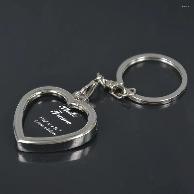 Keychains HJ Love Heart Po Picture Frame Zinc Alloy Car Keyring Jewelry Keyfob Classic Pendant Keychain Lover Family Christmas Gift