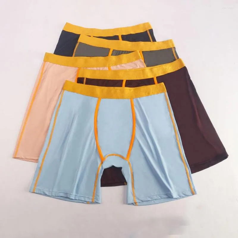 Onderbroek Heren Ijs Zijde Adem Sneldrogend Lang Ondergoed Sport Midden Taille Jongen Sissy Slaapbodems Shorts U Bolle Zakje boxershorts