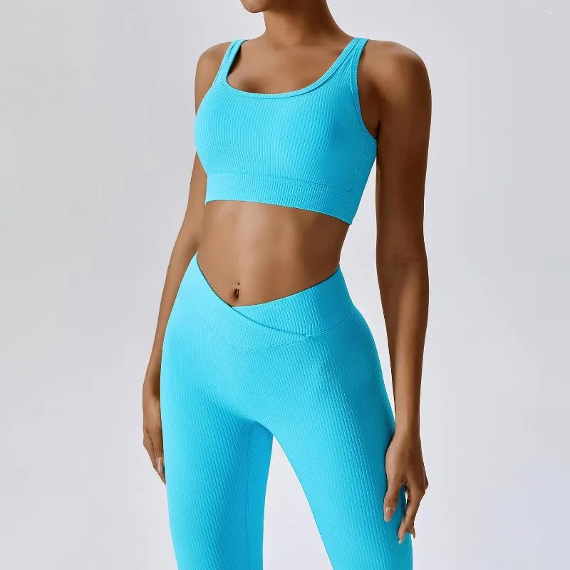 Ensembles actifs les quatre saisons sport sangle croisée dos Yoga costume ensemble en cours d'exécution séchage rapide serré Fitness pour les femmes