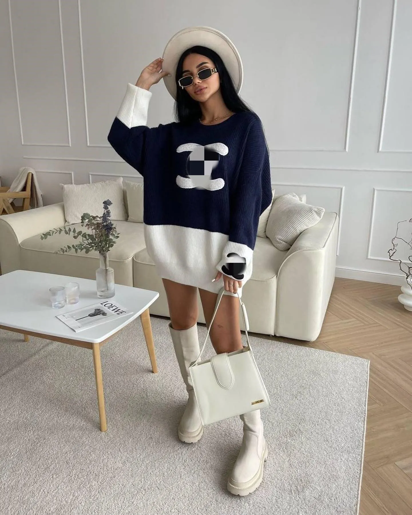 Womens Oversized Knit Sweater Dress Pullover Long Sleeve Crew Neck Acetate  Wool Blend from Dhgate Womens Sweaters - price 17.49